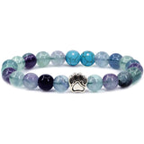 Natural Stone Stretch Beaded Bracelet with Turquoise Accent & Heart Charm Chakra Energy Healing Elastic Bracelet for Women Stacking Jewelry