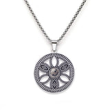 Hollow Life Flower Stainless Steel Gemstone Necklace for Women Men
