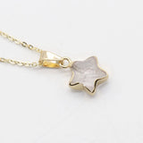 Gold Plated Star Shape Natural Crystal Pendant Necklace, 13×13mm Faceted Five‑Pointed Star Gemstone Necklace, Reiki Chakra Healing Stone Jewelry for Women