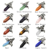 Natural Crystal Amethyst Healing Hexagonal Point Silver Bat Wing Gemstone Pendant For Jewelry Making