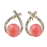 Natural Gemstone Crystal Stud Earrings 18K Gold Plated Cross Hoop Drop Earrings with Zirconia Minimalist Elegant Korean Style Crystal Jewelry