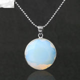 Polished Multi-Facet Round Crystal Pendant | Silver Rim Chakra Healing Gem for Men Women Handmade Jewelry Supply