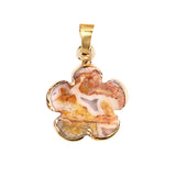 Natural Green Agate Plum Blossom Pendant - 20mm Gold-Plated Flower Crystal Charm for DIY Necklaces & Gifts