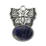 High Quality Natural Colorful Gem Stone Alloy Butterfly Pendant Fashion Women Jewelry Accessories for Children's Party Necklace