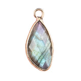 Facted Teardrop Gemstone Pendant for Making Jewelry Gold Wrappred
