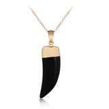 Minimalist Natural Stone Italian Horn Necklace Dainty Gold Plated Pepper and Tooth Shape Charm Spiritual Protection Amulet Crystal Jewelry Gift