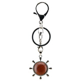 Retro Silver Ship Steering Wheel Key Ring • Classic Japanese Aesthetic Crystal Holder Clip • Heavy-Duty Swivel Lobster Clasp Backpack Charm Gift