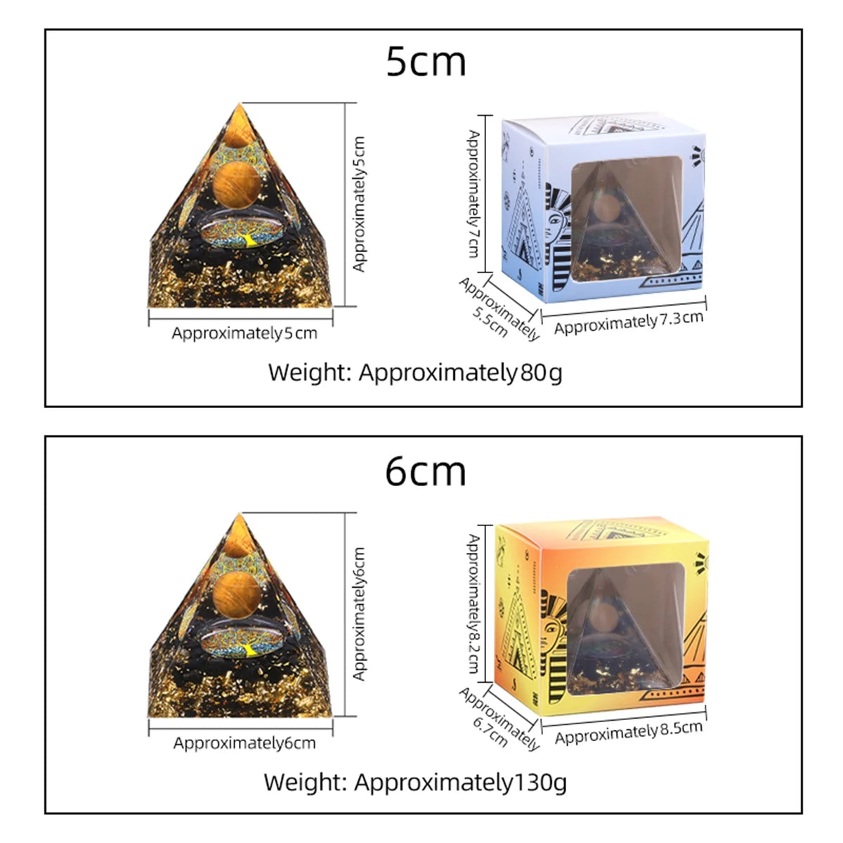 Orgonite Gemstone Pyramid Home & Office Decor Healing Crsytal Sphere Energy Generator for EMF Protection, Meditation & Wealth