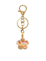 Natural Crystal Flower Keychain Gold Plated Healing Stone Keyring Flower Pendant Bag Charm for Women Jewelry Gift