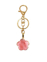 Natural Crystal Flower Keychain Gold Plated Healing Stone Keyring Flower Pendant Bag Charm for Women Jewelry Gift