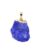 Gold Dipped Natural Raw Crystal Pendant Necklace, Irregular Rough Gemstone Chakra Healing Stone Necklace for Women