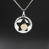 Crystal hollow Star Pendant Necklace Fashion Pendant Natural Sterling Silver Pentagram with 18 Inch Chain Necklace For Women
