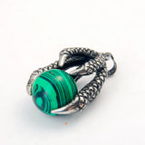 Dragon Claw Natural Gemstone Sphere Pendant, Gothic Dragon Claw Holding Crystal Ball Charm Pendant for Necklace