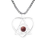 Stainless Steel Celtic Knot Heart Necklace Gemestone Triquetra Symbol Pendant - Eternal Love Spiritual Jewelry for Women & Men