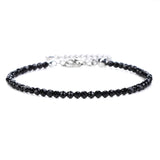 Tiny Micro Faceted Natural Stone Beaded Bracelet Silver Adjustable Extension Chain Dainty Stacking Bracelet for Women Daily Layering Jewelry