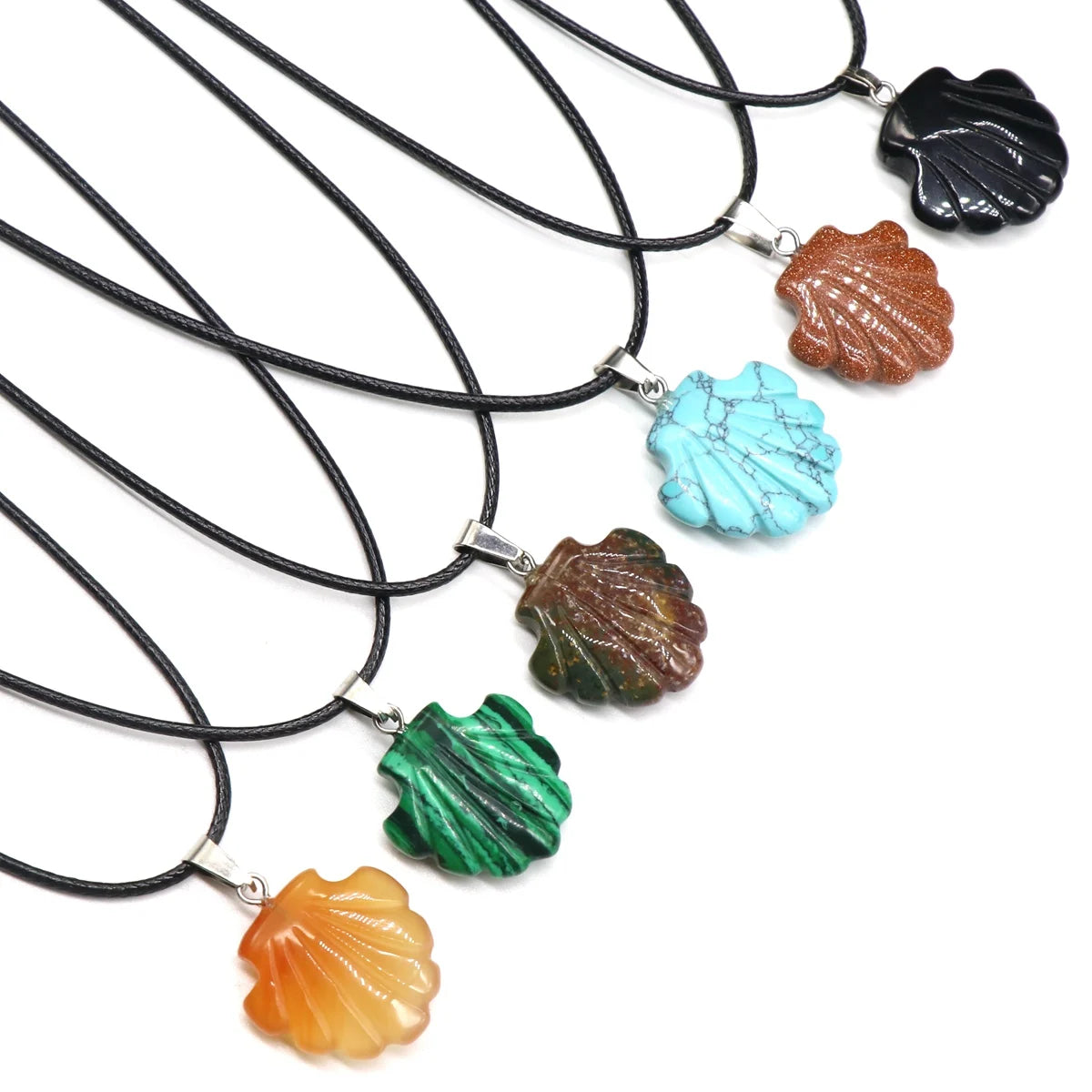 Chakra Healing Shell Pendant | 20mm Natural Crystal Necklace Ocean-Inspired Reiki Jewelry