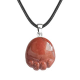 23×25mm Hand-Carved Crystal Footprint Pendant | Natural Gemstone Paw Print Necklace for Healing