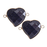 25mm Faceted Heart Gemstone Connector | Silver-Plated Brass Edge Double Loop Link for Jewelry Making