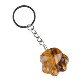 28×30mm Natural Crystal Cat Paw Keychain | Cute Gemstone Pendant Keyring for Animal Lovers