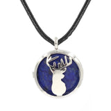 Lucky Deer Head Crystal Pendant Necklace, Natural Healing Stone Charm Necklace, Blessing Gift Jewelry for Women