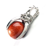 Rose Flower Bezel Round Natural Gemstone Pendant, 16mm Sphere Crystal Silver‑Tone Alloy Charm for Necklace Jewelry Making
