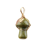20mm Natural Crystal Mushroom Pendant  Wire-Wrapped Gemstone DIY Jewelry for Gifts