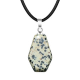 30mm Natural Crystal Coffin Pendant Necklace, Gothic Healing Stone Charm for Halloween