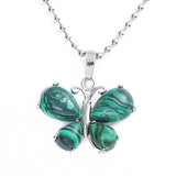 Natural Crystal Butterfly Pendant Teardrop Gemstone Silver‑Plated Alloy Charm Reiki Chakra Healing Stone Pendant for DIY Necklace Jewelry Making Bulk Wholesale