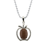Dainty Pink Crystal Apple Pendant Necklace • Silver Rhinestone Fruit Charm • Natural Healing Stone Romantic Jewelry Gift