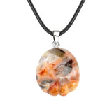 23×25mm Hand-Carved Crystal Footprint Pendant | Natural Gemstone Paw Print Necklace for Healing