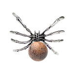 47×40mm Natural Crystal Ball Spider Pendant | Gothic Antique Silver Insect Charm for DIY Jewelry
