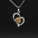Heart Pendant Necklace, Hollow Love Shape Zircon Inlaid Crystal Bead Chain Necklace, Elegant Women Jewelry Gift