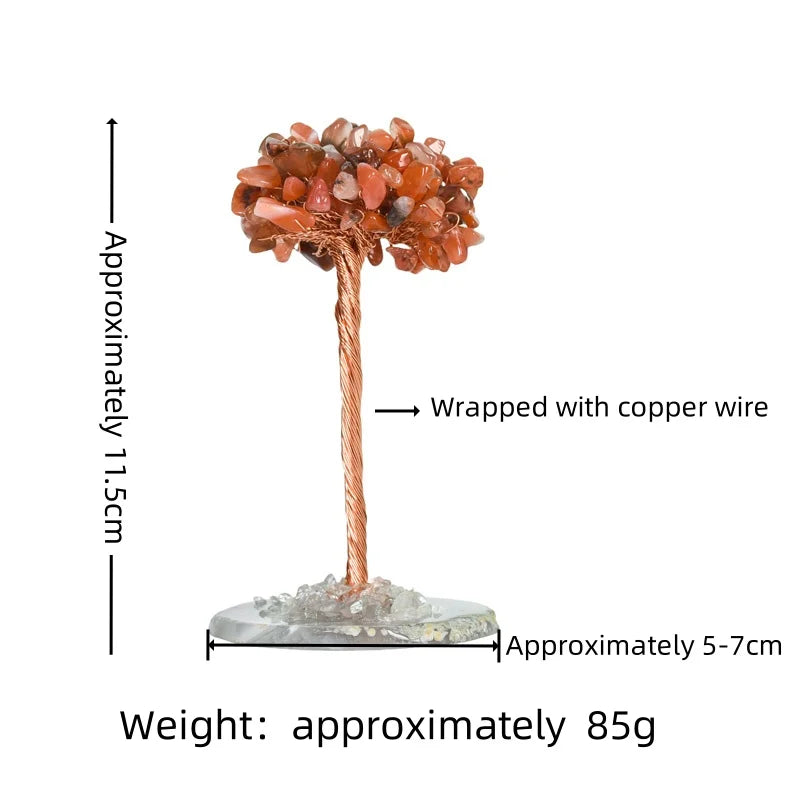 Natural Crystal Tree with Gray Agate Base | Handmade Copper Wire Gemstone Ornament for Home & Office Decor