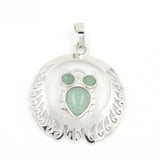 Silver Owl Gemstone Pendant for Making Jewelry #SP1759 Crescent Frame Cute Bird Animal Healing Crystal Jewelry for Women