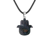 50×57mm Natural Crystal Hamsa Hand Pendant | Evil Eye Carved Gemstone Necklace for Protection