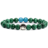 Natural Stone Stretch Beaded Bracelet with Turquoise Accent & Heart Charm Chakra Energy Healing Elastic Bracelet for Women Stacking Jewelry