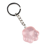 28×30mm Natural Crystal Cat Paw Keychain | Cute Gemstone Pendant Keyring for Animal Lovers