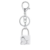 Natural Lock-Shaped Crystal Keychain Good Luck Charm for Women Jewelry Making