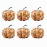 6Pcs Set 30MM Natural Crystal Pumpkin Figurines Gemstone Pumpkin Ornament With Metal Stem Halloween Healing Crystal Gift