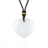 30mm  Gemstone Heart Pendant Necklace Handcrafted Crystal Love Charm on Adjustable Cord Healing Stone Jewelry Gift for Her, Him & Couples