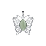 Mystic Butterfly Natural Crystal Pendant – Elegant Hollow Wing Pink Quartz Statement Necklace