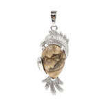 Silver Parrot Gemstone Pendant for DIY Making Jewelry #SP1764-Bird Animal Charms