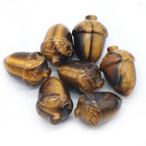 Natural Crystal Acorn Hazelnut Carving, Mixed Gemstone Mini Acorn Figurine, Healing Energy Crystal Stone for Home Decor & Jewelry Making