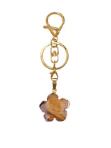 Natural Crystal Flower Keychain Gold Plated Healing Stone Keyring Flower Pendant Bag Charm for Women Jewelry Gift
