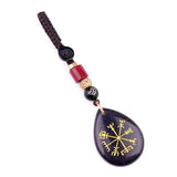 Viking Compass Car Charm | Vegvisir Teardrop Crystal Keychain, Norse Protection Amulet