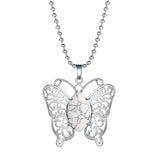 Butterfly Transformation Natural Crystal Pendants – Aesthetic Oval Gemstone Choker Necklace & Creative DIY Accessories