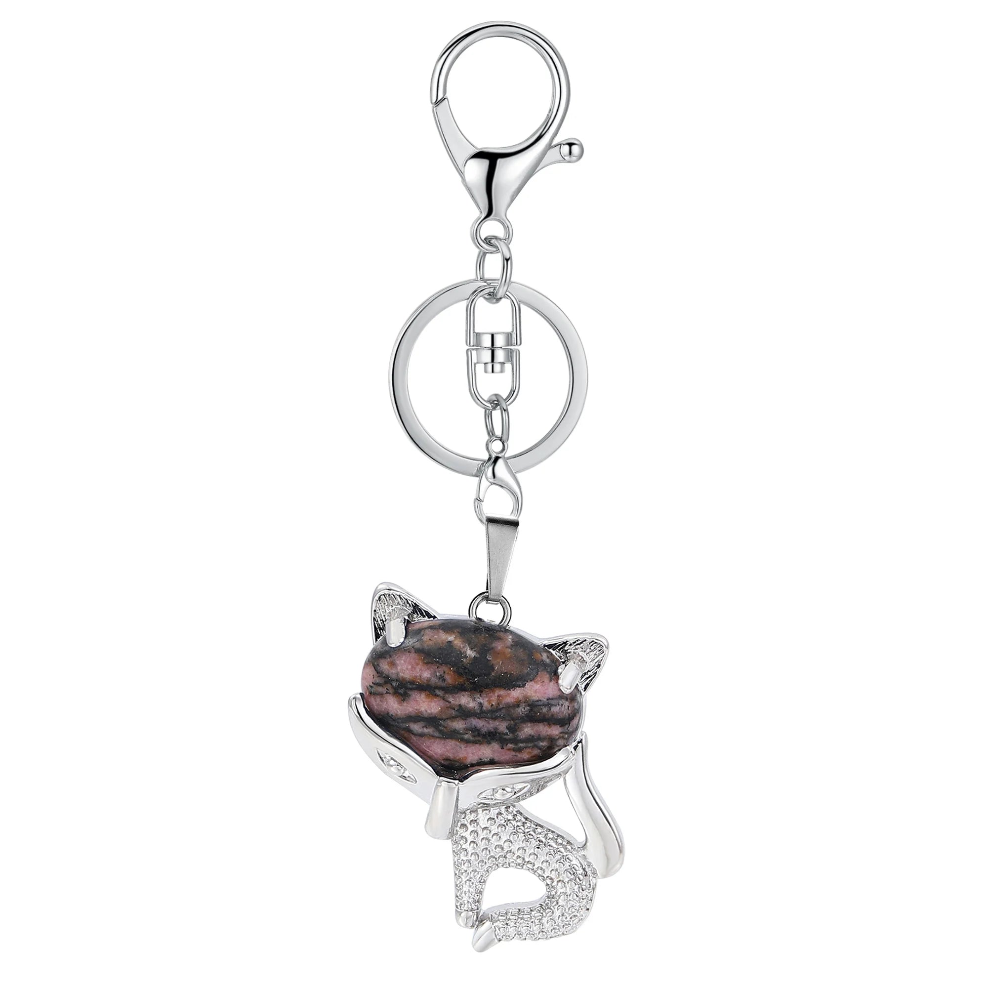 Natural Fox Keychain Crystal Energy Stone Pendant for Women’s Fashion Jewelry