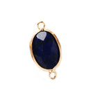 Oval Faceted Natural Gemstone Connector Charms Gold Plated Double Loop Pendant for Bracelet Necklace Jewelry Making DIY Craft