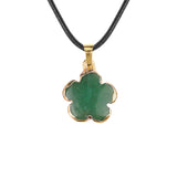 Natural Crystal Flower Pendant Necklace Gold Plated Edge Healing Gemstone Jewelry for Women