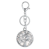 Sterling Silver Owl Tree of Life Gemstone Pendant Key chain with Round stones pendant For Women and men for Jewelry Making